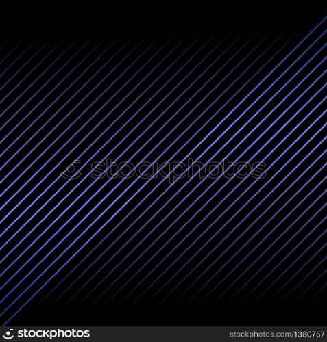 Abstract blue metallic diagonal line pattern on black background and texture. Vector illustration