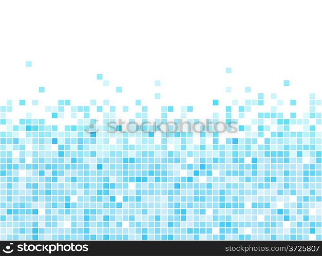 Abstract blue mosaic vector background with white copy space.