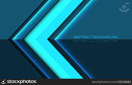 Abstract blue neon arrow direction geometric with blank space design modern futuristic background vector