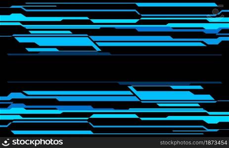 Abstract blue neon cyber geometric technology on black design modern futuristic background vector illustration.