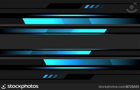 Abstract blue neon light line geometric cyber on grey black circuit design modern futuristic technology background vector illustration.