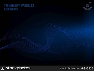 Abstract blue particle of dots element wavy artwork tech template. Overlappin of perspective digital background. illustration vector