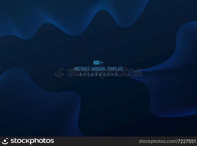 Abstract blue particles pattern dot design of wavy artwork decoration background. Use for ad, poster, artwork, template, print. illustration vector eps10