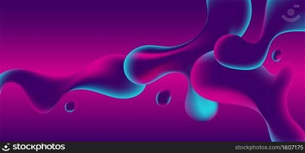 Abstract blue, pink and purple gradient color liquid wavy shapes futuristic banner design background. Fluid wave flowing motion. Vector illustration