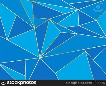 Abstract blue polygon artistic geometric with gold line background