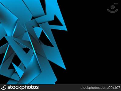 Abstract blue polygon overlap on black design modern futuristic background vector illustration.