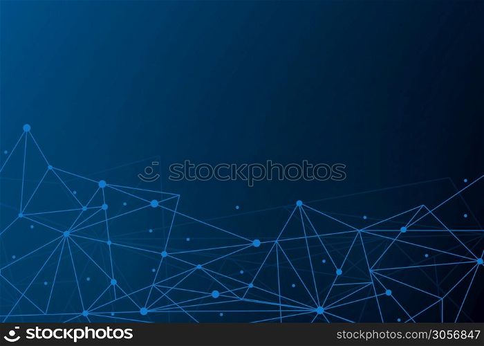 Abstract blue polygonal shape with copy space