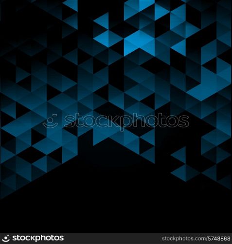 Abstract blue polygonal triangles poster. Vector illustration.. Abstract polygonal triangles poster.
