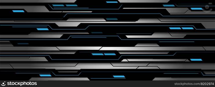 Abstract blue power light energy silver black line cyber circuit geometric design modern futuristic technology background vector illustration.