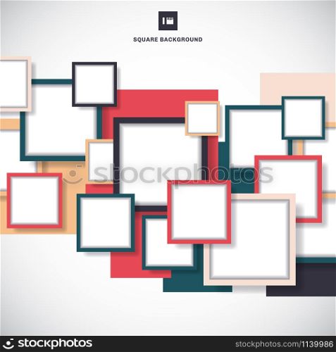 Abstract blue, red colorful square frame overlapping on white background. Vector illustration
