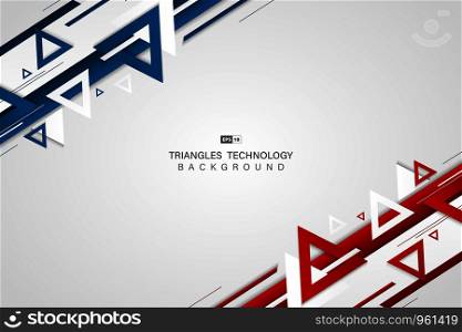 Abstract blue red technology color of triangle concept template design. Use for poster, sales, artwork, presentation, print. illustration vector eps10