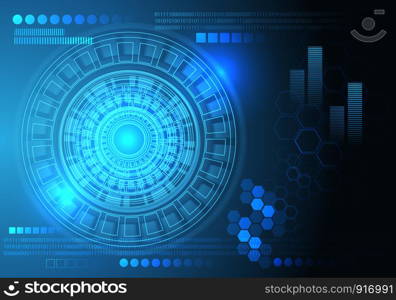 Abstract blue screen data circle circuit technology computer design modern futuristic background vector illustration.