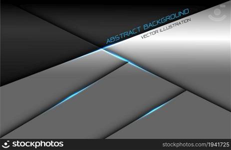 Abstract blue silver black metallic geometric shadow cross slash design modern futuristic background vector