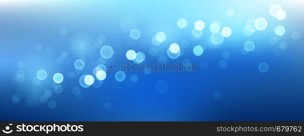 Abstract blue sky background with blur bokeh light effect.