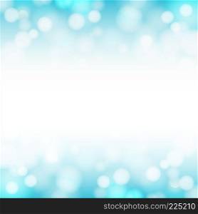 Abstract blue sky background with blurred bokeh light effect. Template christmas and happy new year with copy space. Vector illustration