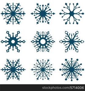 Abstract blue snowflake isolated on white background.