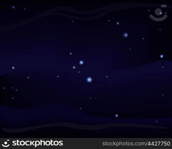 Abstract blue space background. Beautiful background of the night sky with stars. Night sky background. Universe filled with stars. Free space for text. Vector illustration.. Blue Space Background