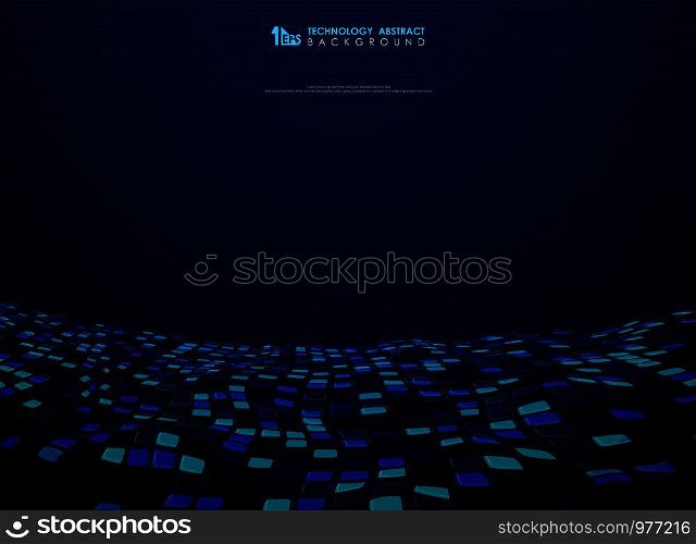 Abstract blue square flying pattern design of technology background. You can use for ad, poster, artwork, annual report. print. illustration vector eps10