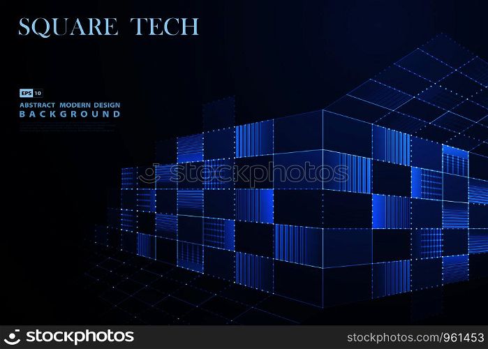 Abstract blue square technology decoration background. Use for ad, poster, artwork, annual report, flyer. illustration vector eps10