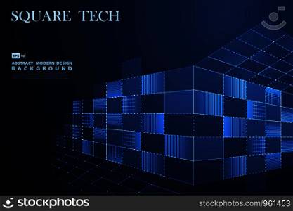 Abstract blue square technology decoration background. Use for ad, poster, artwork, annual report, flyer. illustration vector eps10
