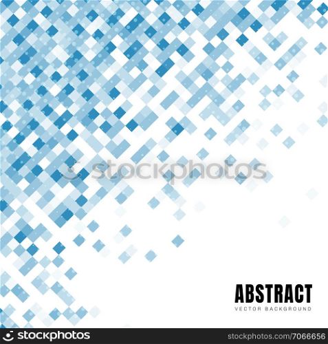 Abstract blue squares diagonal pattern with dots halftone and copy space. Vector illustration