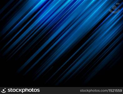 Abstract blue stripe diagonal lines light on black background with space for your text. Vector illustration