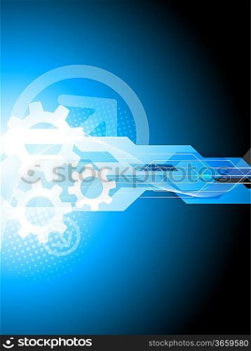 Abstract blue tech background with gear