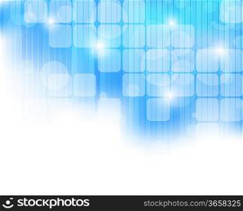 Abstract blue tech background with square and light