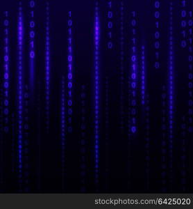Abstract Blue Technology Background. Binary Computer Code