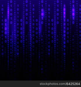 Abstract Blue Technology Background. Binary Computer Code