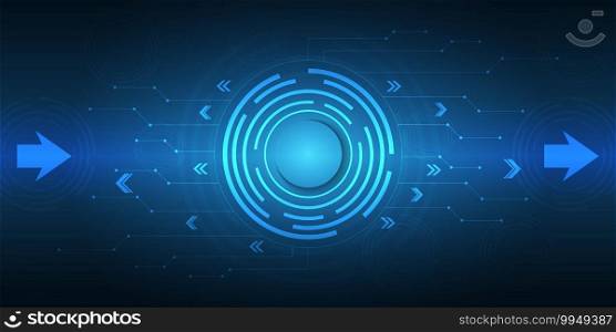 Abstract blue technology background.Digital hi-tech with circle and arrow.Vector illustration.Eps10