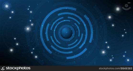 Abstract blue technology background.Digital hi-tech with circle and particles design.Vector illustration.Eps10
