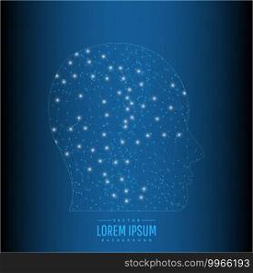Abstract blue technology background.Digital polygonal human head.Vector illustration.Eps10