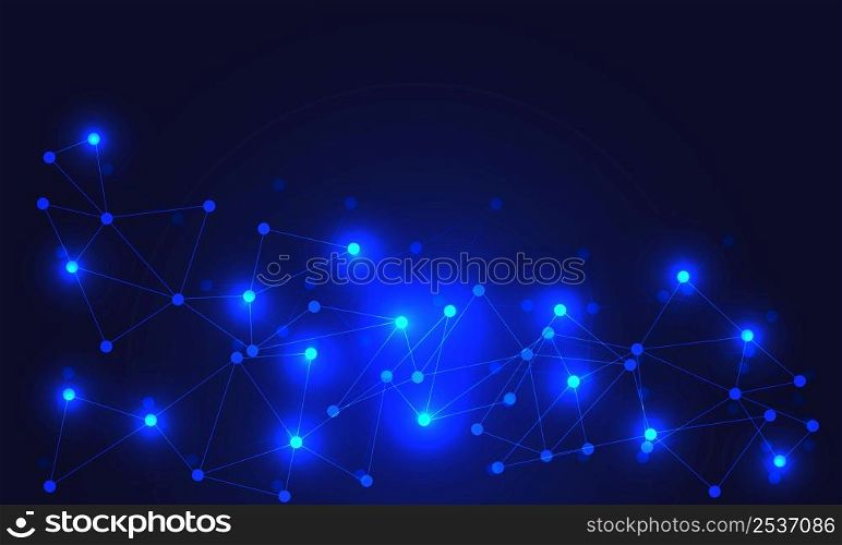 Abstract blue technology background with connecting dots lines global network connection digital and communication concept vector illustration.