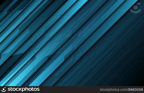 Abstract blue technology cyber circuit line shadow slash design modern futuristic background vector illustration.