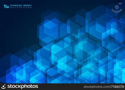 Abstract blue technology design of geometric hexagonal pattern design background. Decorate for ad, poster, artwork, template design. illustration vector eps10
