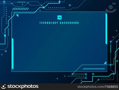 Abstract blue technology geometric and connection system electronic circuit background with space for your text. Vector illustration