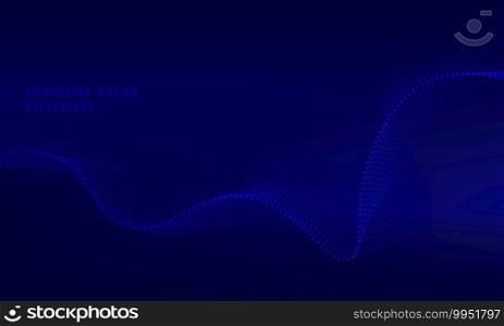 Abstract blue technology particle motion effect of line wavy design template. Movement of futuristic on dark blue background. illustration vector 