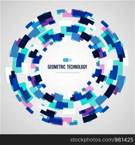 Abstract blue technology square circle color of futuristic background. Use for poster, element, artwork, template. illustration vector eps10