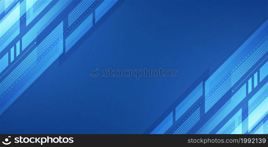 Abstract blue technology with geometric design and digital network background