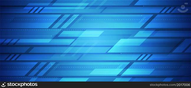 Abstract blue technology with geometric design and digital network background
