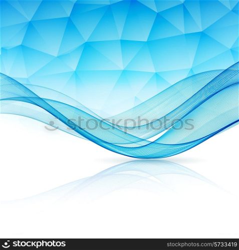 Abstract blue template background with wave and low poly. Brochure design