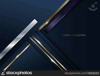 Abstract blue triangles shapes with shiny golden lines background luxury style. Vector illustration