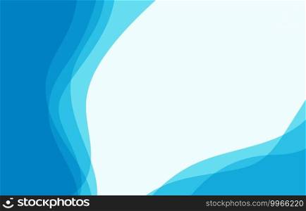Abstract blue water wave banner curve background vector illustration and copy space.