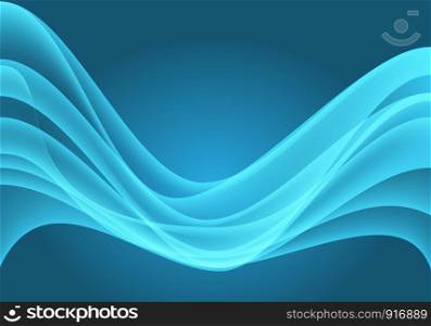 Abstract blue wave curve light luxury background vector illustration.