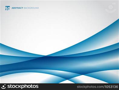 Abstract blue wave curve on white background with space for your text. Vector illustration