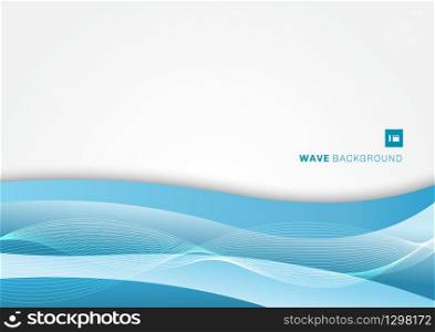 Abstract blue wave layer on white background. Vector illustration