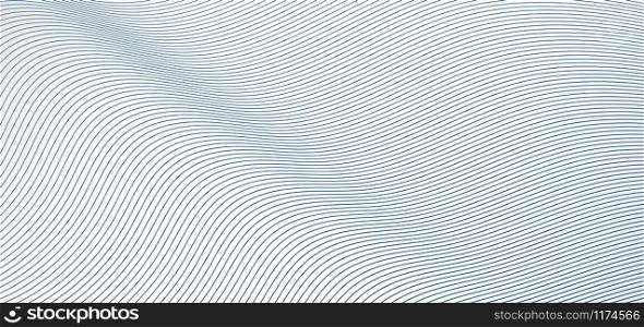 Abstract blue wave lines pattern on white background and texture. Vector illustration