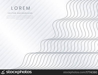 Abstract blue wave lines pattern on white background and texture. Vector illustration