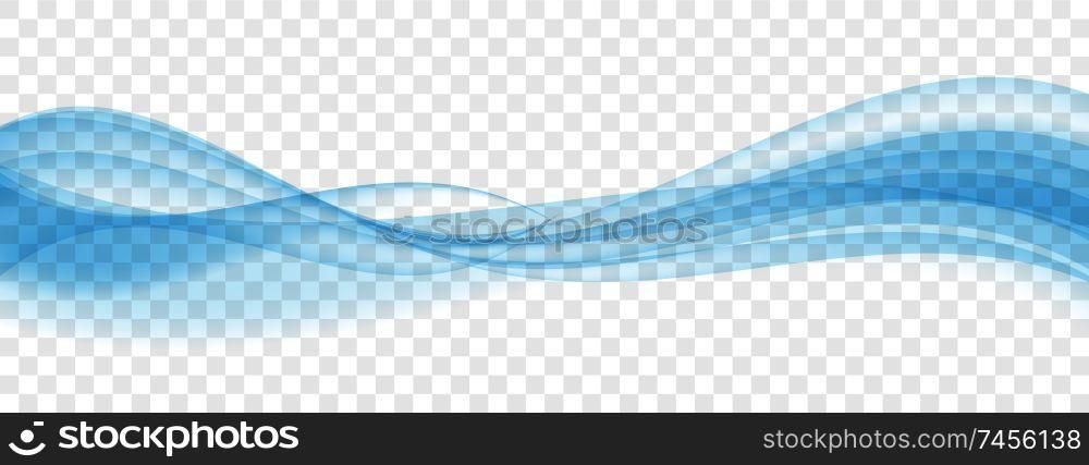 Abstract Blue Wave on transparent background. Vector Illustration. EPS10. Abstract Blue Wave on Background. Vector Illustration
